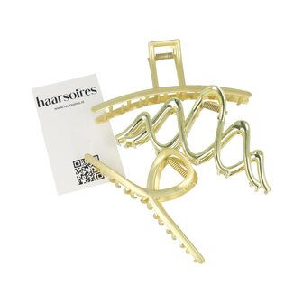 Haarklemmen Set XL Metaal Wave Recht Fantasie Goud