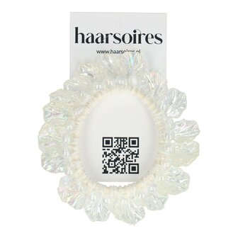 Haarelastiek Schelpen Kralen Transparant Wit
