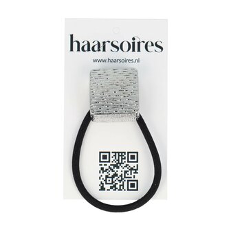 Haarelastiek Vierkant Ribbel Cuff Ornament Zilver