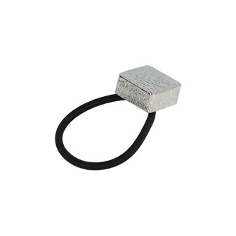 Haarelastiek Vierkant Ribbel Cuff Ornament Zilver