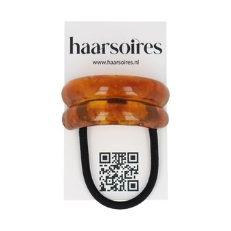 Haarelastiek Ringen Duo Cuff Ornament Kunststof Bruin
