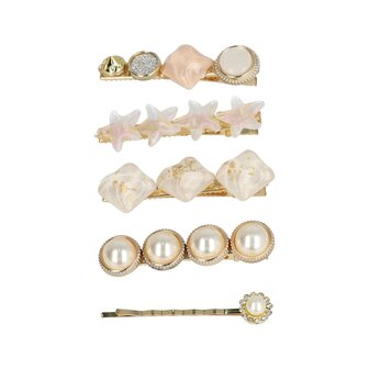 Duckklemmen Set Cirkel Vierkant Ster Fantasie 6cm Creme