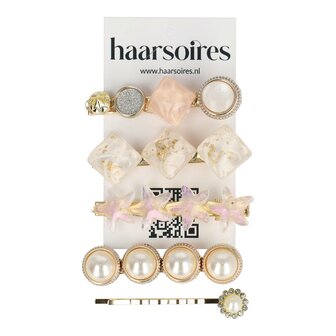 Duckklemmen Set Cirkel Vierkant Ster Fantasie 6cm Creme