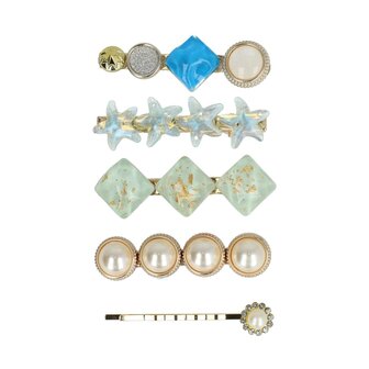 Duckklemmen Set Cirkel Vierkant Ster Fantasie 6cm Blauw