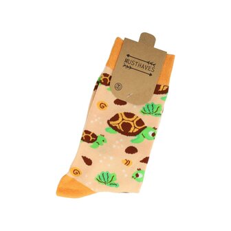 Sokken Schildpad Print Maat 36-43 Oranje