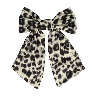 Duckklem Strik Panter Print Zwart Creme Grijs