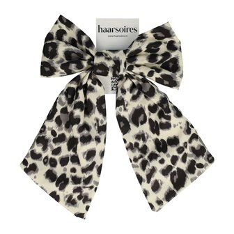 Duckklem Strik Panter Print Zwart Creme Grijs