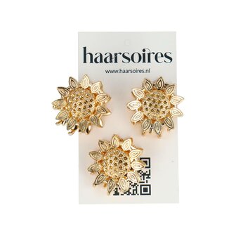 Haarklemmen Zonnebloem Klein 3 Stuks 3cm Goud