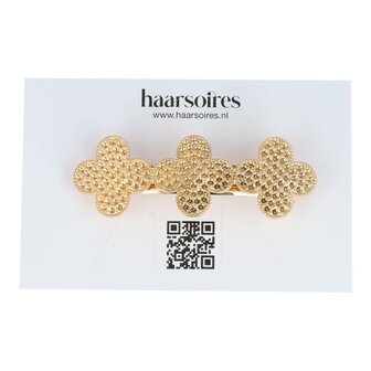 Haarspeld Klavertje Vier Metaal 7,5cm Goud