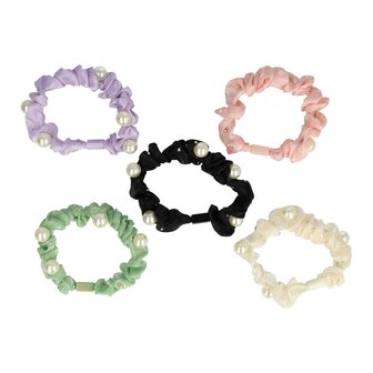 Scrunchie Hair Tie Set Glans Parel Strass Color