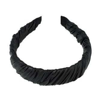 Diadeem Gedraaid Imitatie Leder 3cm Zwart