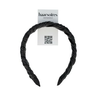 Diadeem Gedraaid Imitatie Leder 3cm Zwart