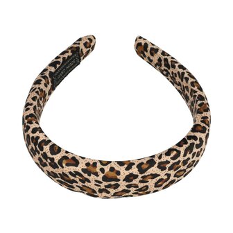 Diadeem Dik Stof 3cm Panter Print Zwart Bruin Beige