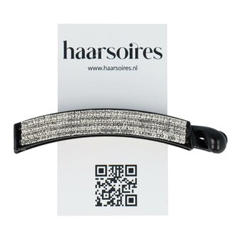 Bananenklem Recht Strass Steentjes 9,5cm Zwart