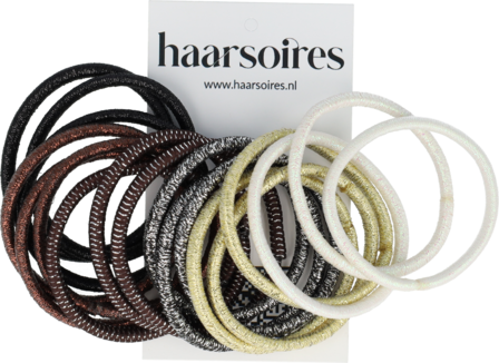 Haarelastieken Glitter 18 Stuks Goud Bruin Naturel
