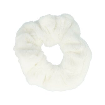 Scrunchie Teddy Stof 10cm Wit