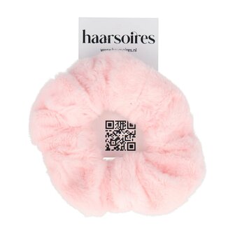 Scrunchie Teddy Stof 10cm Roze