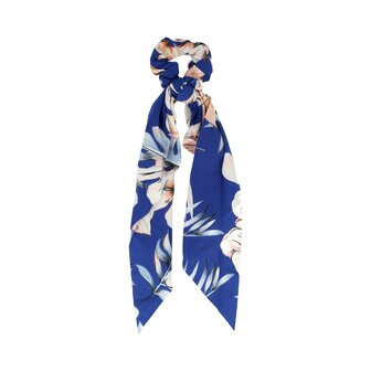 Scrunchie Linten Bloemen Print Blauw