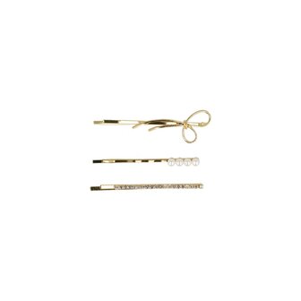 Schuifspeldjes Bloem Strik Parel Strass 6cm Goud