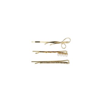 Schuifspeldjes Bloem Strik Parel Strass 6cm Goud