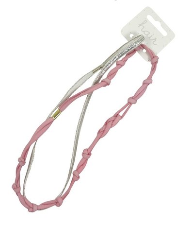 haarband-elastiek-dun-effen-geknoopt-glitter-roze-wit