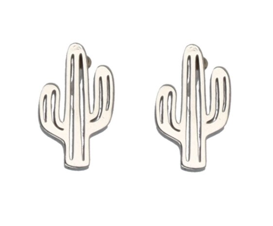 oorbellen-minimalistisch-cactus-zilver