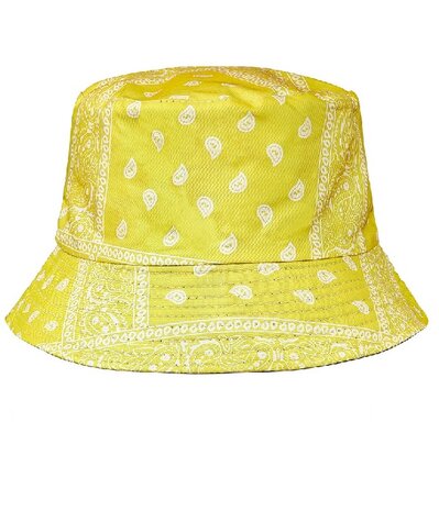 Bucket Hat Paisley Print Geel