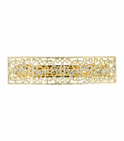 Haarspeld Recht Opengewerkt Wave Fantasie Metaal 8cm Goud
