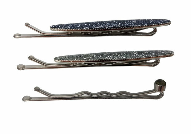 Haarspeld Schuifspeldjes Ovaal Glitter Zilver