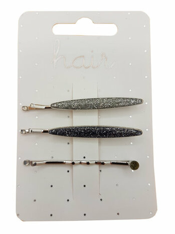 Haarspeld Schuifspeldjes Ovaal Glitter Zilver