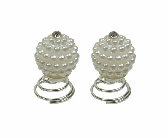 Curlies Bol Pareltjes Zilver Wit