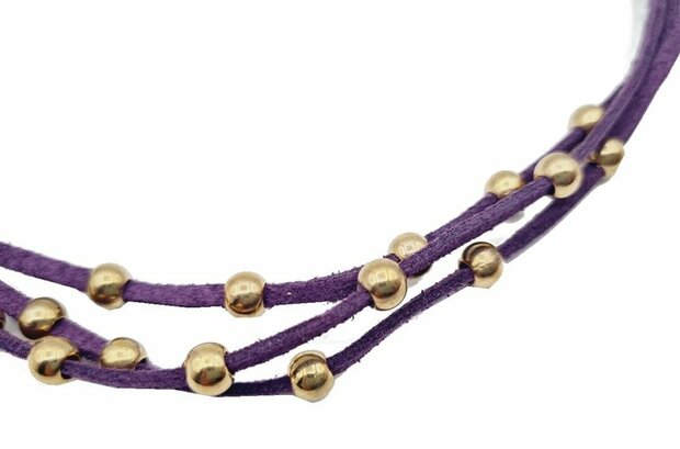 Haarband Veter Kralen Goud Paars