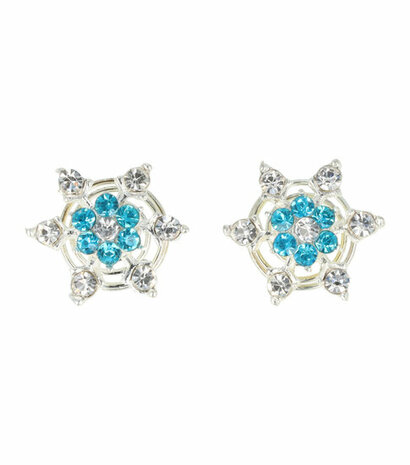 Curlies Strass IJs Bloem Zilver Blauw