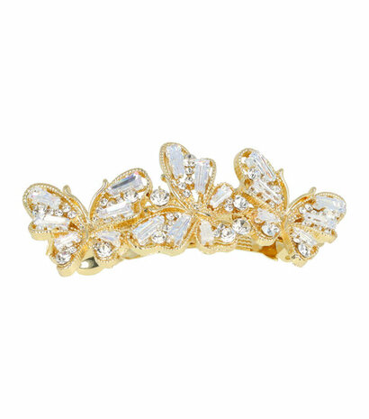 Haarspeld Vlinder Facet Strass Stenen Metaal 7cm Zilver Goud
