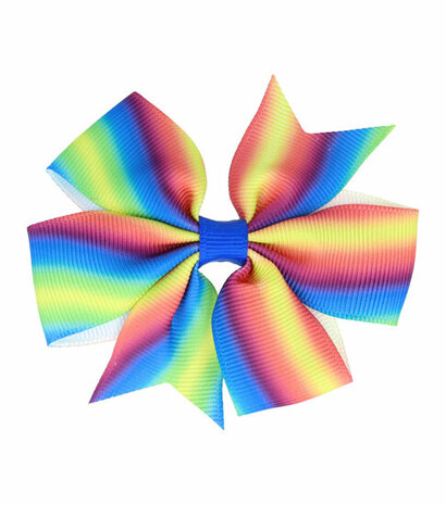 Haarspeld Duckklem Strik Stof 8cm Regenboog Groen