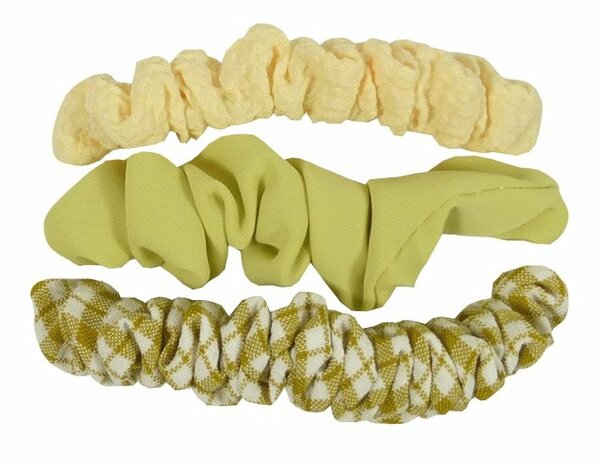 Scrunchie Haarelastiek Ruit Effen Geel