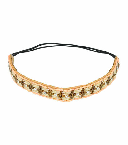 Haarband Kraaltjes Patroon Strass Bruin Roze Creme