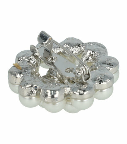 Haarbroche Rond Strass Parel 3cm Wit