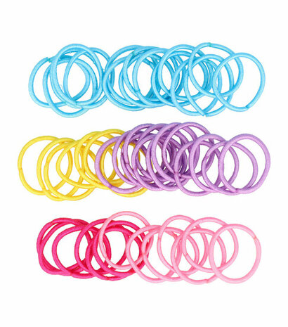 Haarelastieken Dun Klein 50 Stuks 2cm Felle Kleuren Roze Paars Geel Blauw