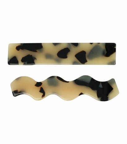 Duckklem Recht Wave Marmer Patroon Zwart Beige
