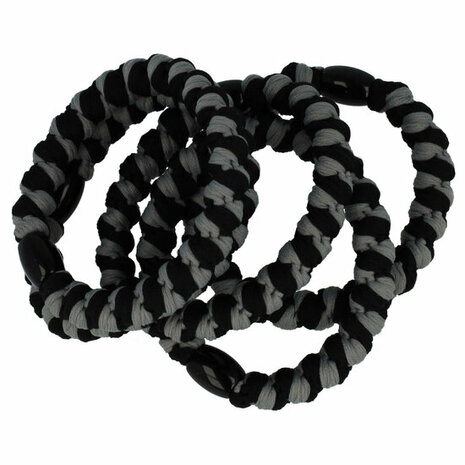 Haarelastieken Hair Tie Armband Streep Patroon Zwart Grijs