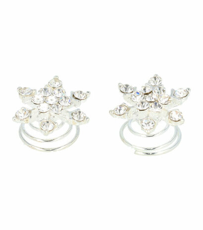 Curlies Strass IJs Bloem Zilver