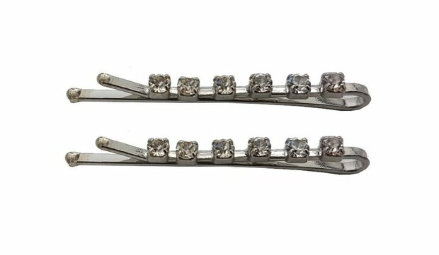 Schuifspeldjes 6 Strass Steentjes Zilver