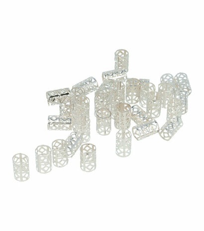 Haarringen Dreadlock Cuffs Opengewerkt Geblokt Zilver Haar Ringen Hair Rings Silver Cuff 30 Stuks