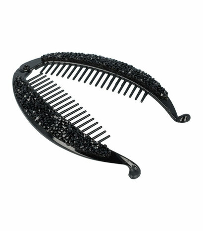 Haarspeld Bananenklem 14cm Glitter Steentjes Zwart