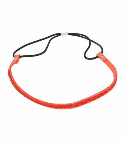 Haarband Smal Glitter Steentjes 2 Rijen Rood