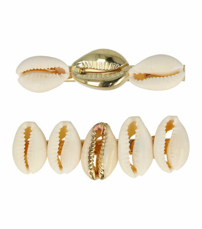 Haarspeld Duckklem Schelpen Goud Creme