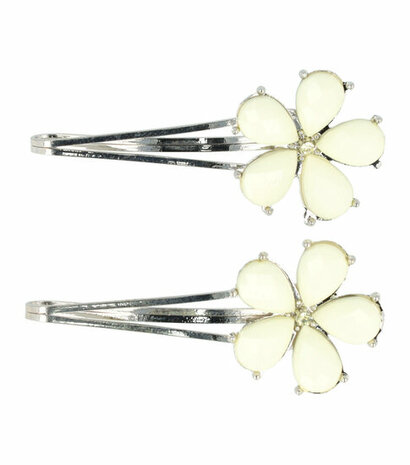 Haarspeld Schuifspeldjes Bloem Pastel Zilver Geel