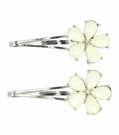 Haarspeld Schuifspeldjes Bloem Pastel Zilver Geel
