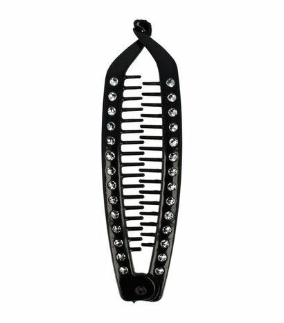 Haarspeld Bananenklem Lang Strass Steentjes 14cm Zwart